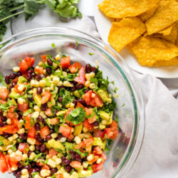 Cowboy caviar with chips and cilantro