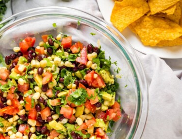 Cowboy caviar with chips and cilantro