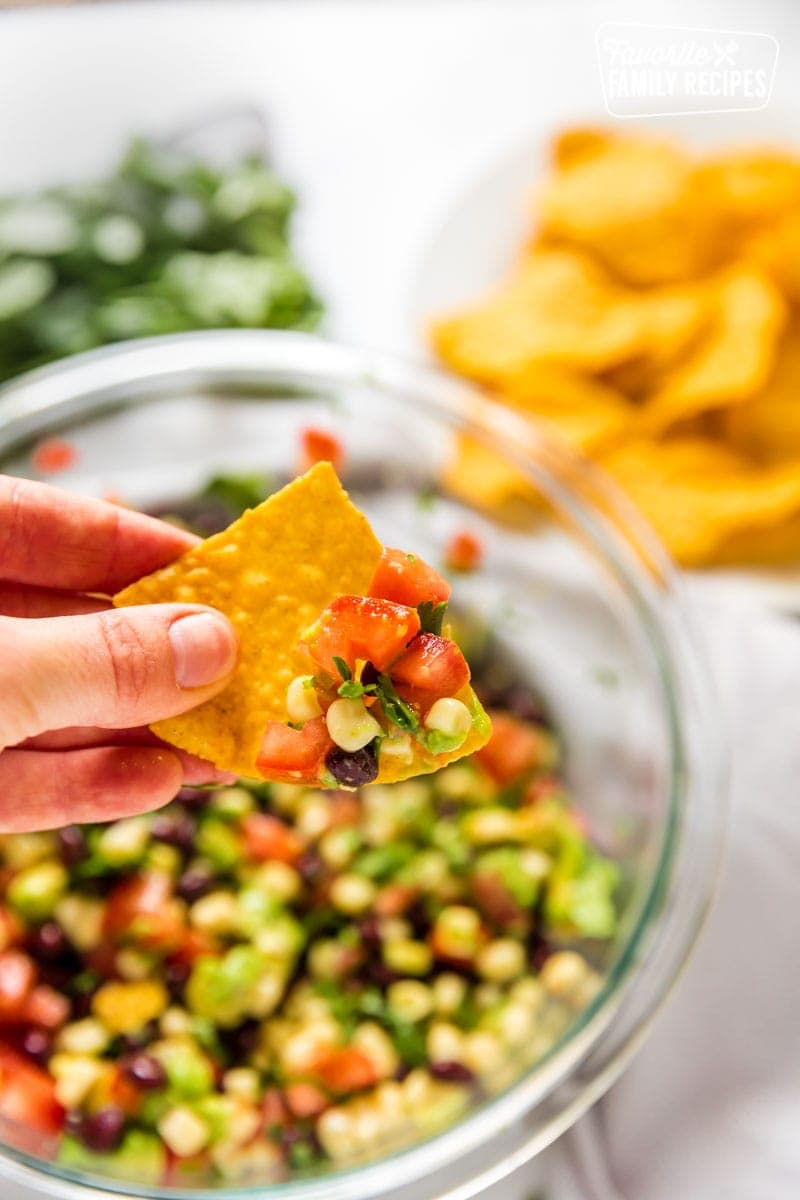 Cowboy caviar scooped with chip