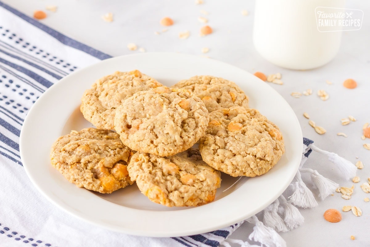 Plate of Oatmeal Butterscotch Cookies.