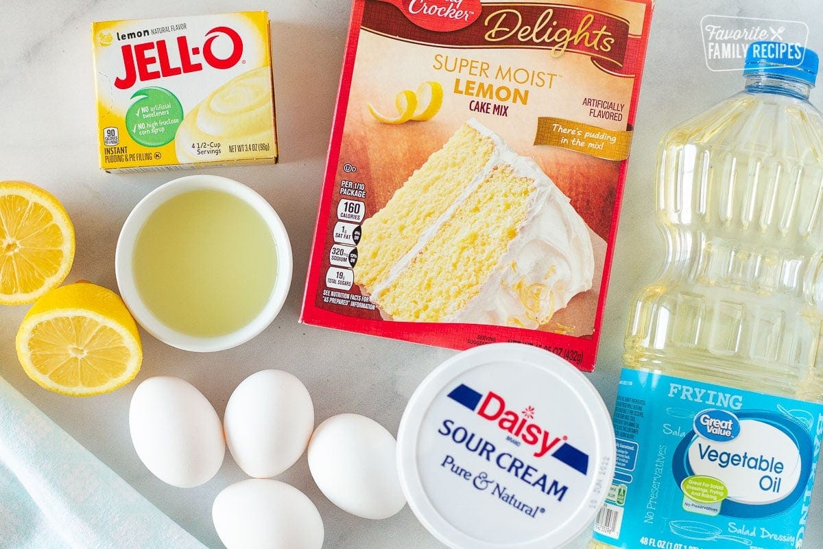Ingredients for Lemon Nothing Bundt Cake