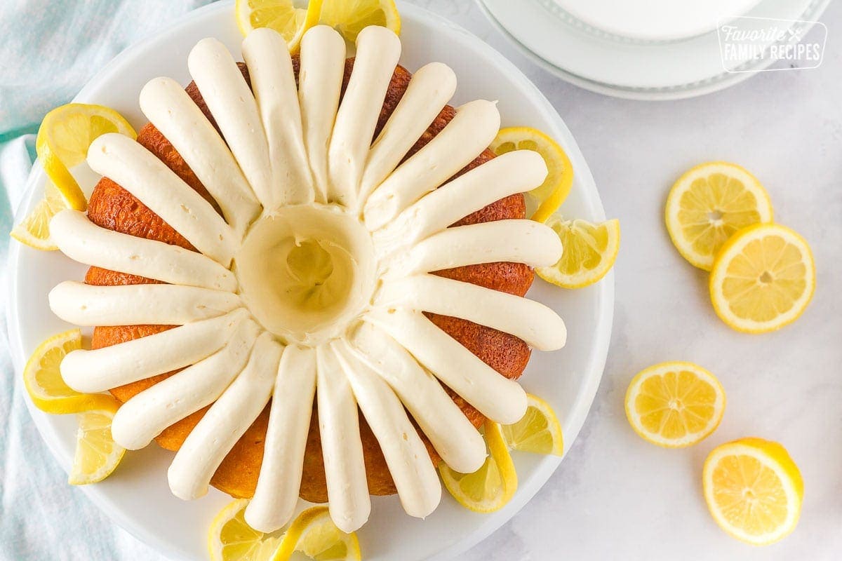 Top view of Lemon Nothing Bundt Cake.