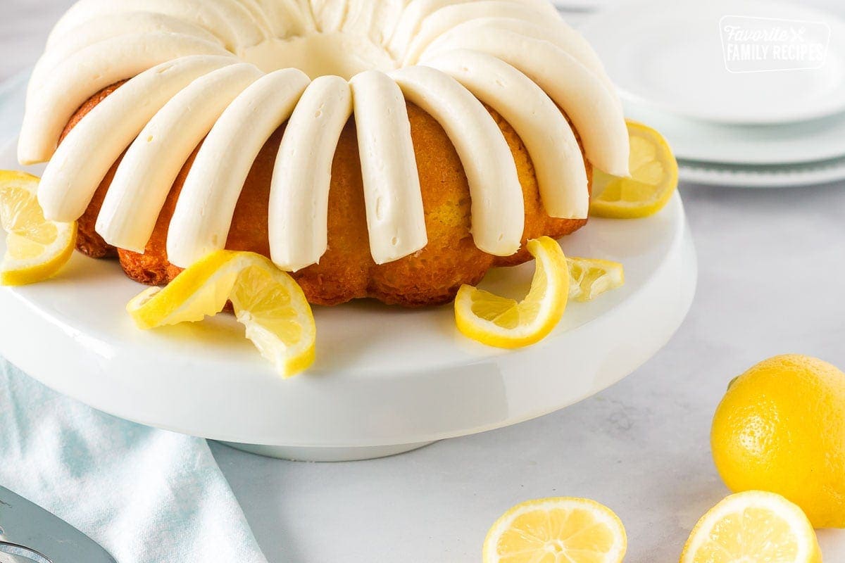 Side view of Lemon Nothing Bundt Cake