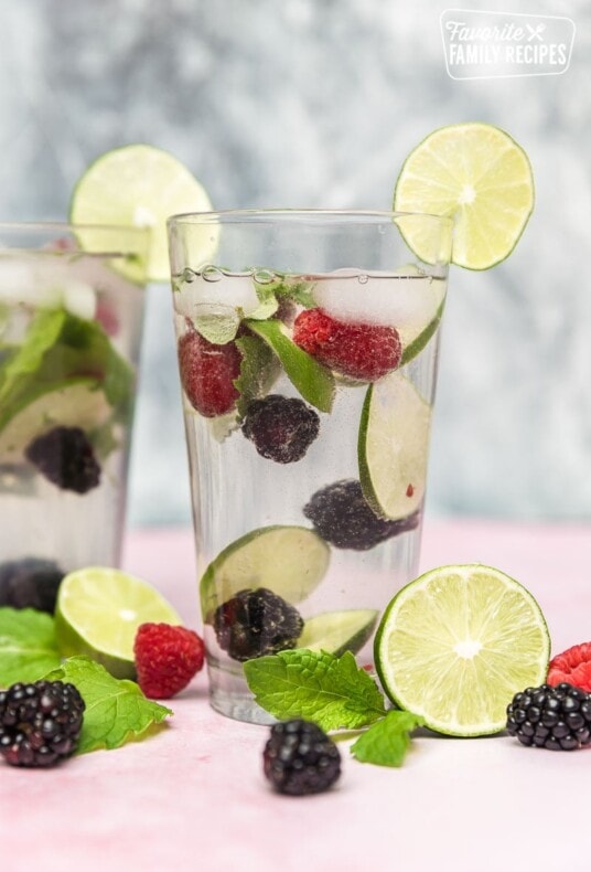 Two cups of Lime berry Sparkling Mojito Mocktail