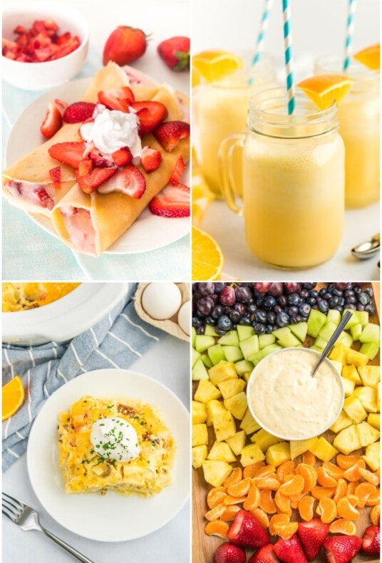 A tall collage of ideas for brunch