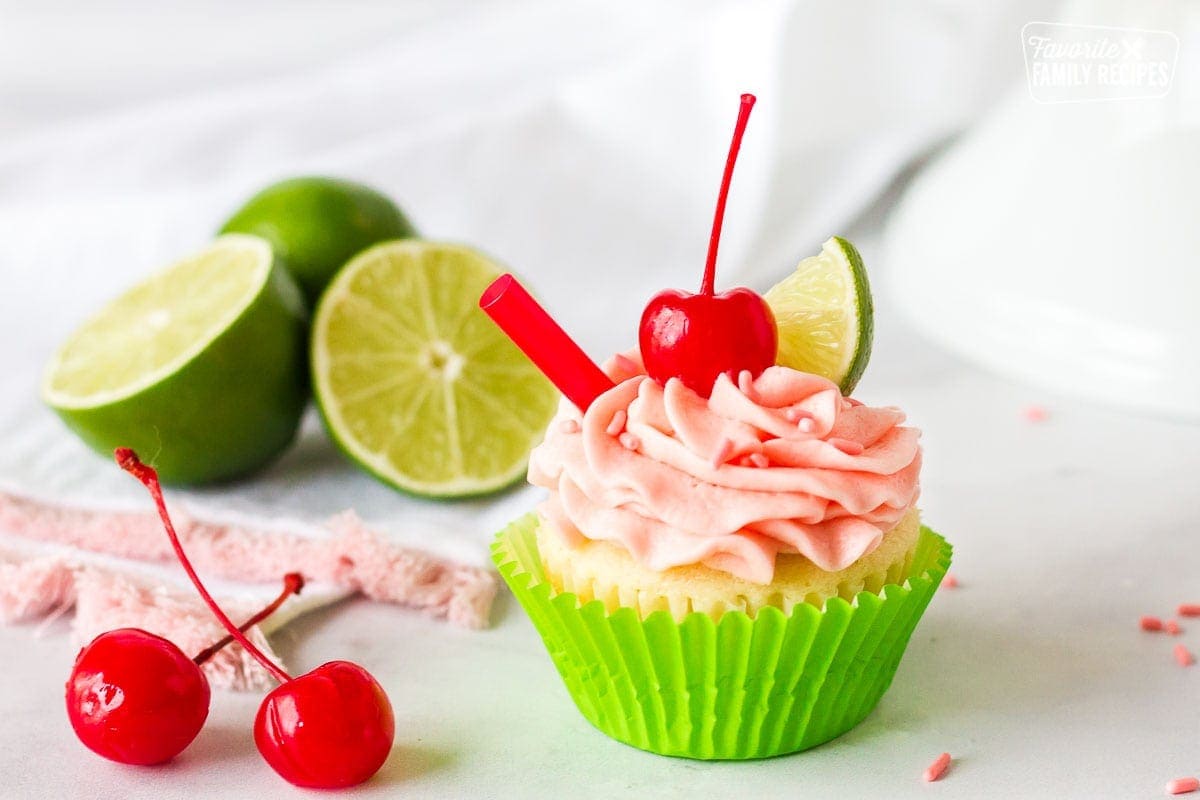 Single Cherry Limeade Cupcake.