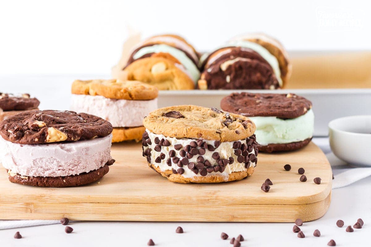 Constructed Ice Cream Cookie Sandwiches.