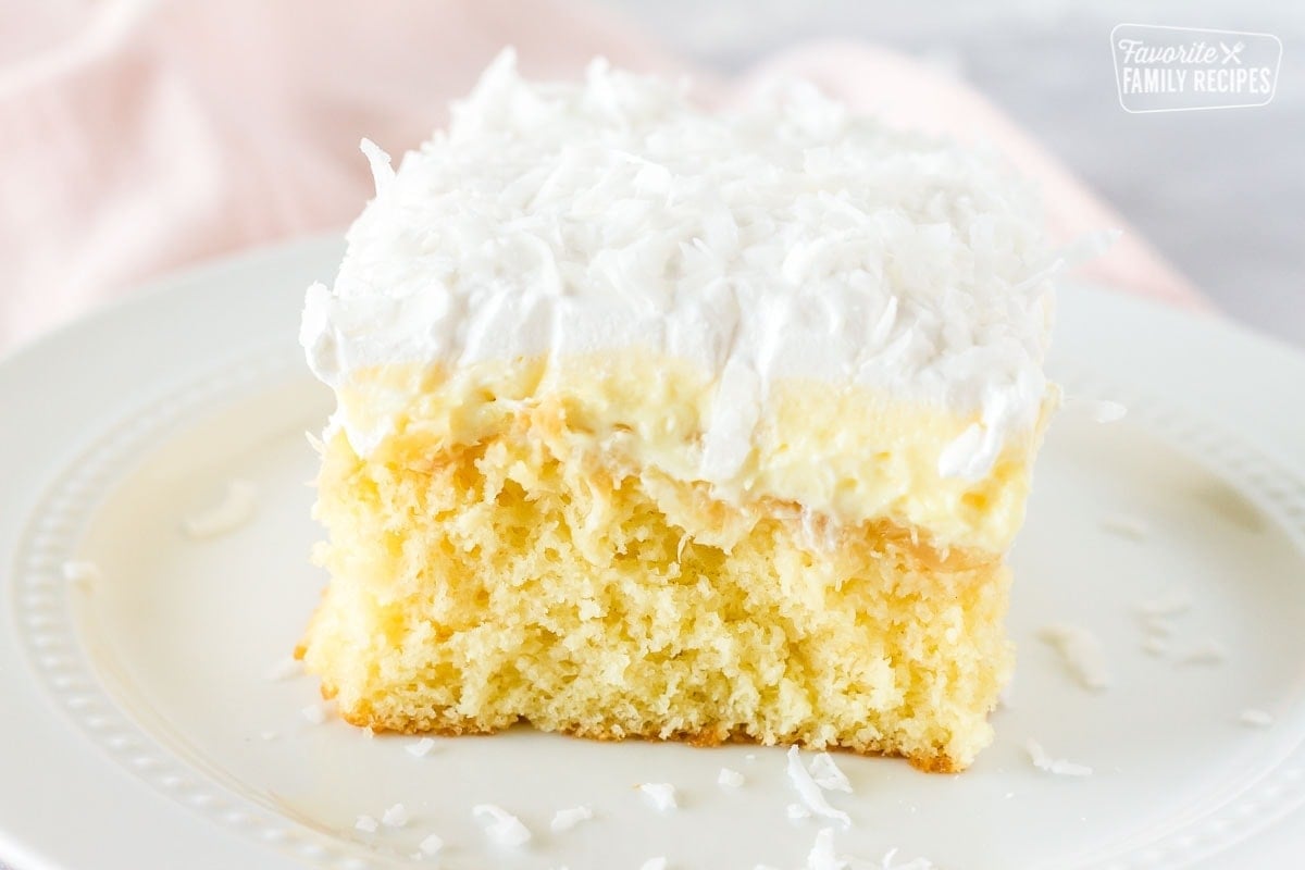 Close up of Hawaiian Wedding Cake slice.