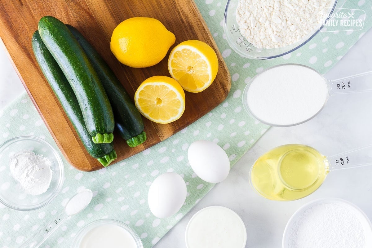 Ingredients to make lemon zucchini bread.