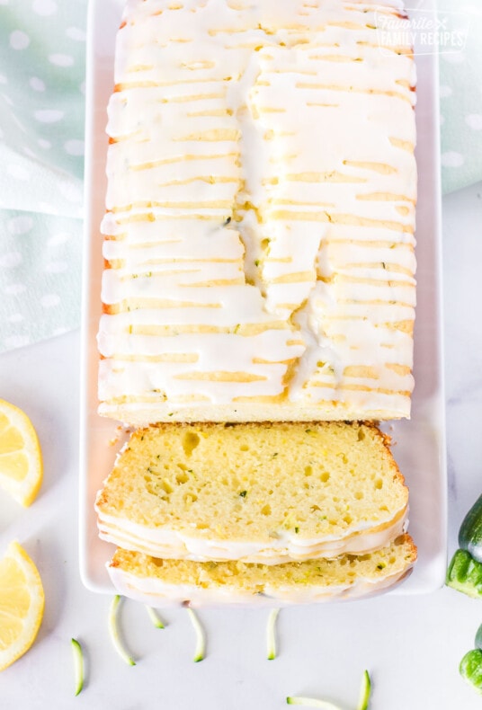 Slices of lemon zucchini bread.