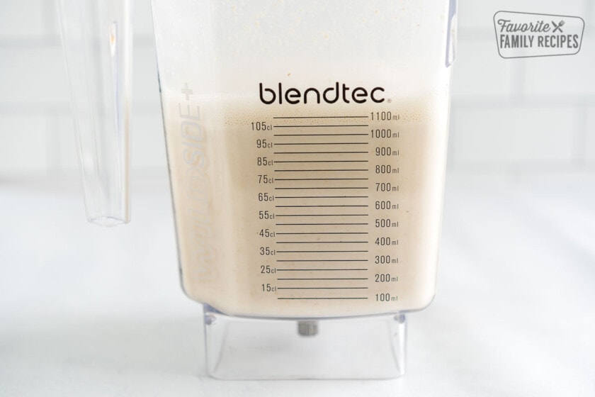 Oat milk blended in a blender