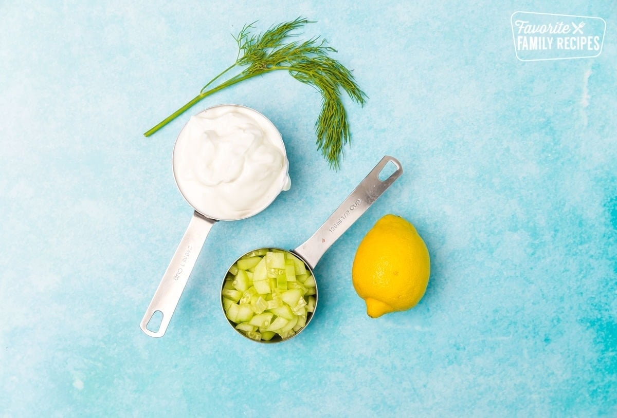 Ingredients for Tzatziki Sauce.