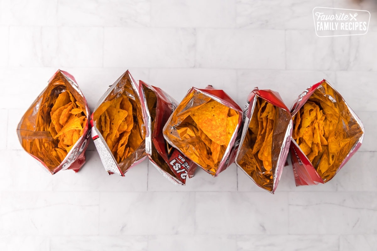 Open Bags of Doritos