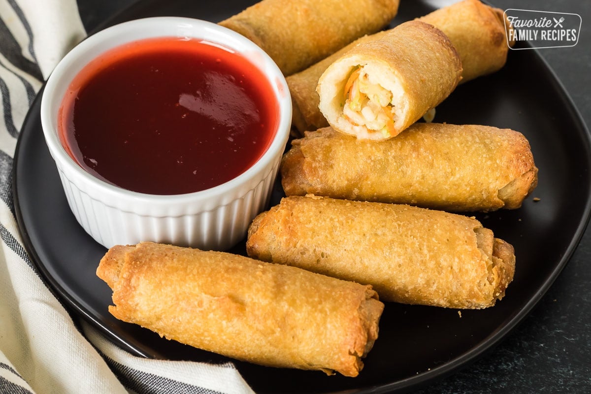Air fryer frozen egg rolls are a cinch and they come out perfectly crispy every time! Serve as a snack or appetizer and dip them in your favorite sauce!