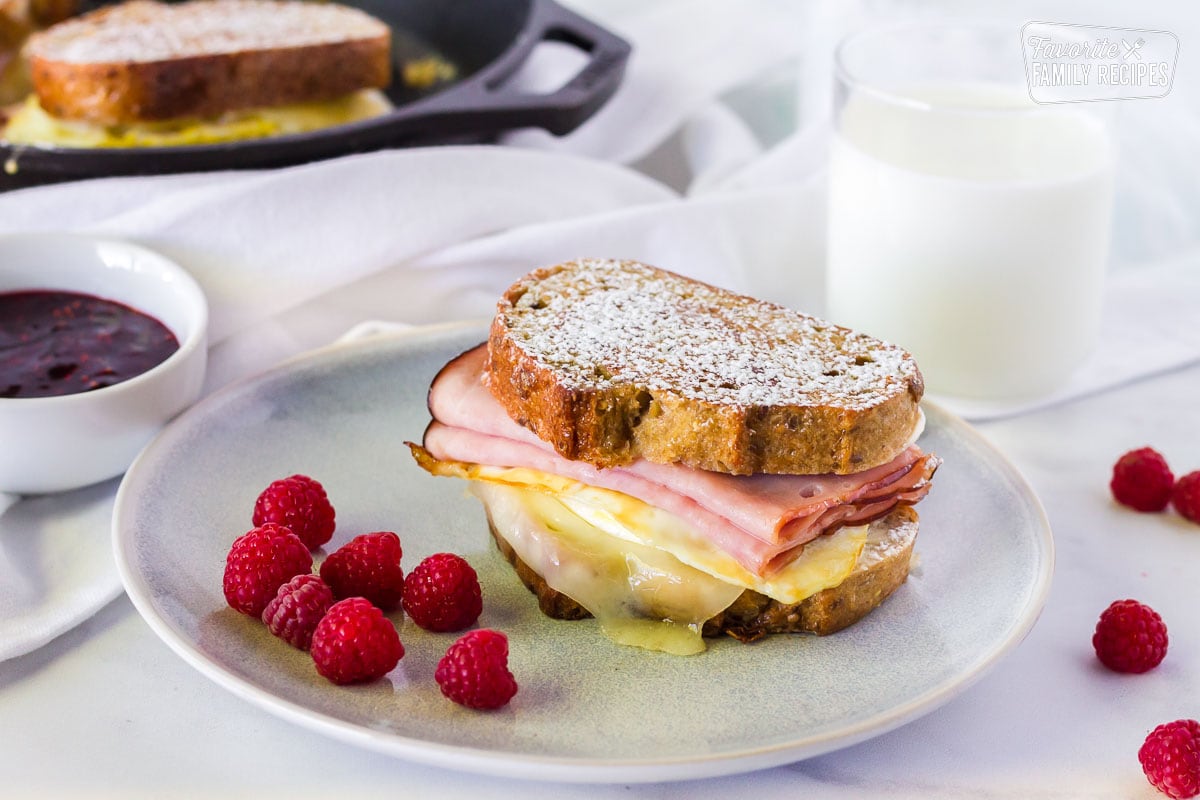 Breakfast Monte Cristo Sandwich on a plate.