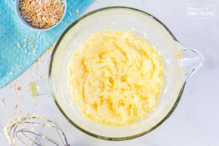 Yolk mixture for coconut cream cake.