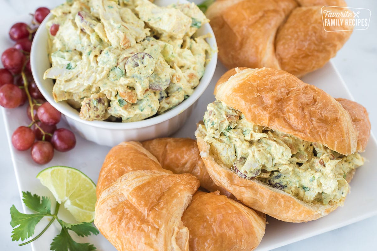 Curry chicken salad on a croissant