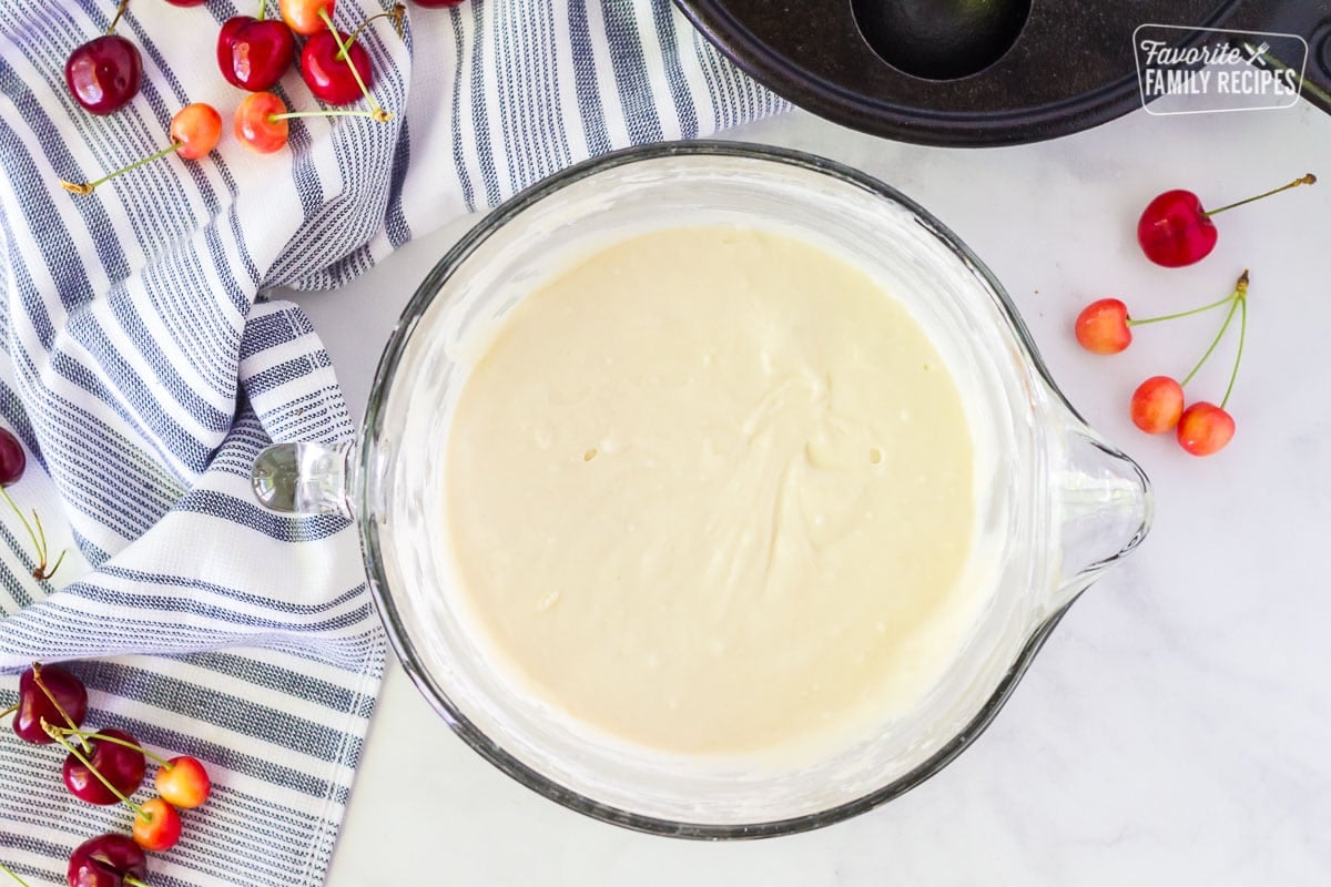 Bowl of Danish Aebleskiver batter.