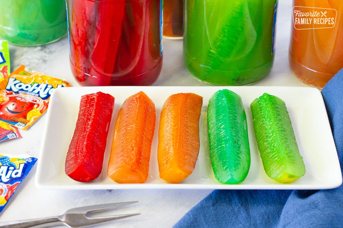 Close up of Kool Aid Pickles.