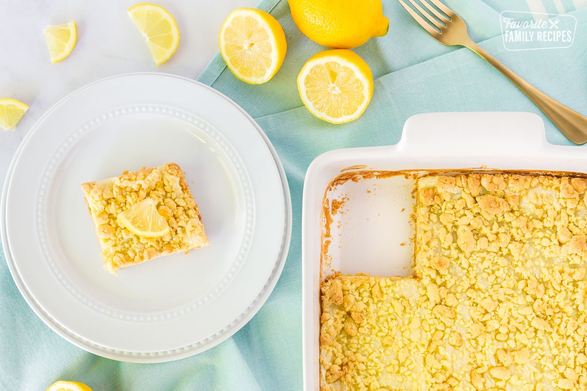 Plated Lemon Cream Cheese Bar.