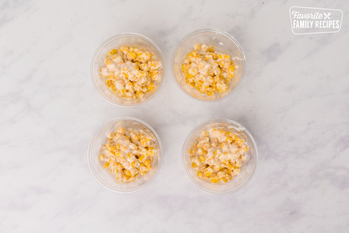 4 equal cups of mexican street corn