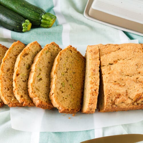 Top view of sliced Mom's Zucchini Bread.