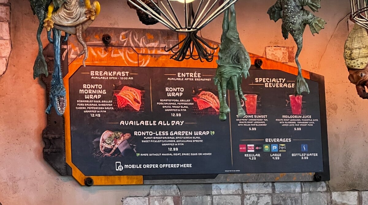 Ronto Roaster Menu at Galaxy's Edge