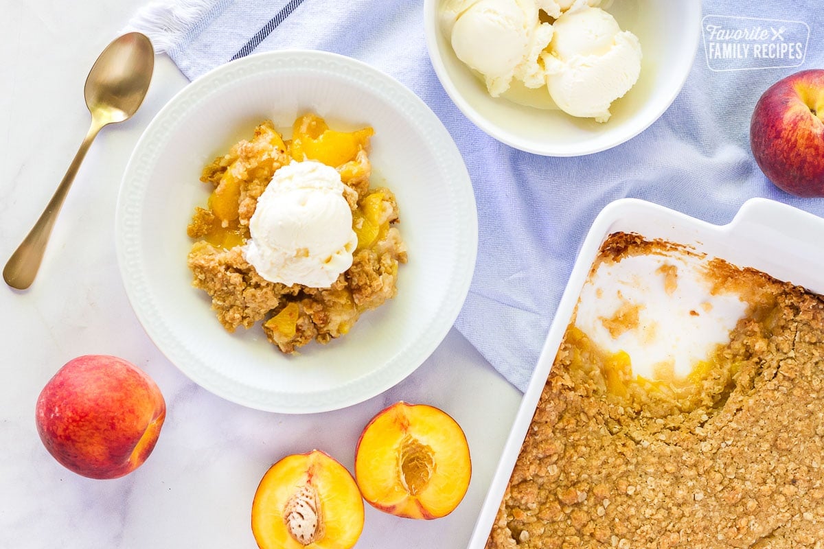 Top view of Summer Peach Crisp.