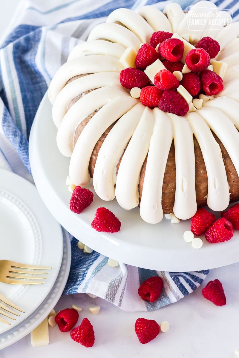 White Chocolate Raspberry Bundt Cake