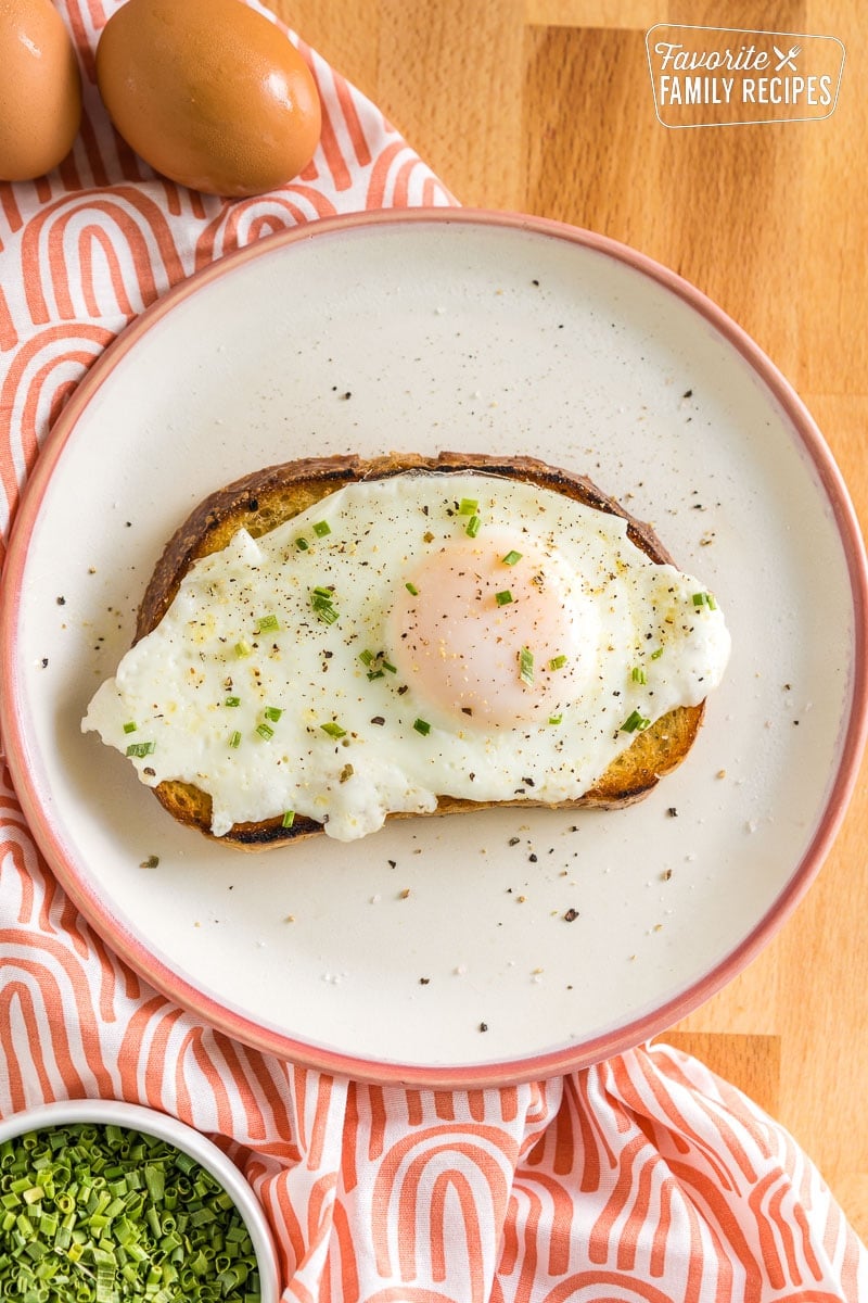 A basted egg on toast.