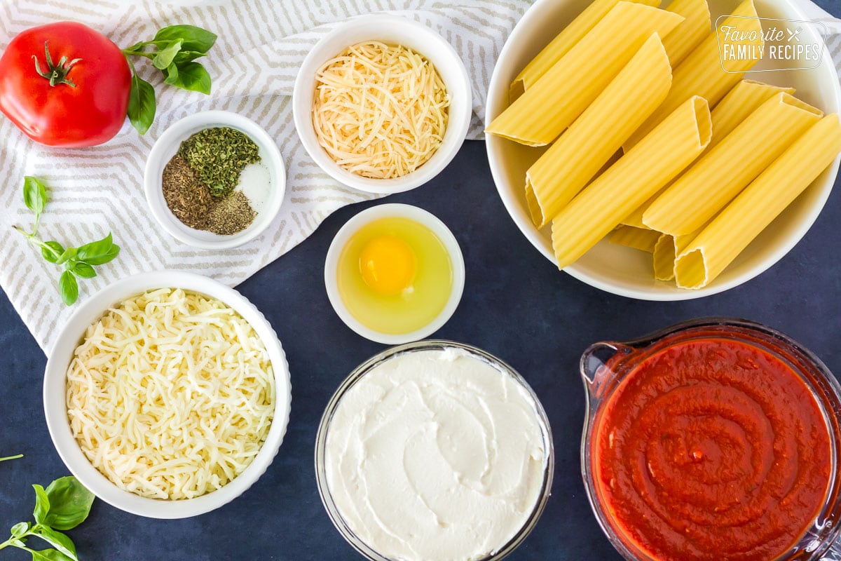 Ingredients to make Cheese Manicotti.
