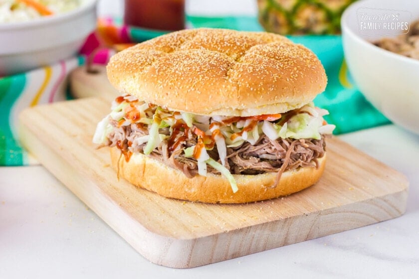 Constructed Kalua Pork Sandwich.