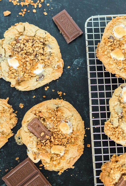 S'mores cookies on a baking sheet