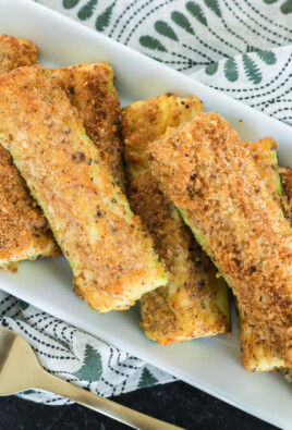 Air fried zucchini on a serving plate