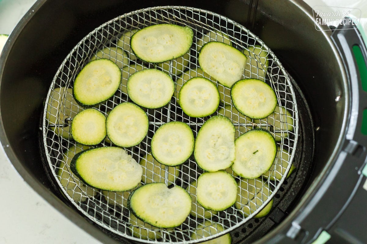 zucchini slices in an air fryer