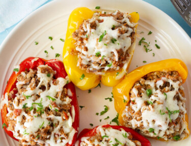 Plate of Instant Pot Stuffed Peppers.