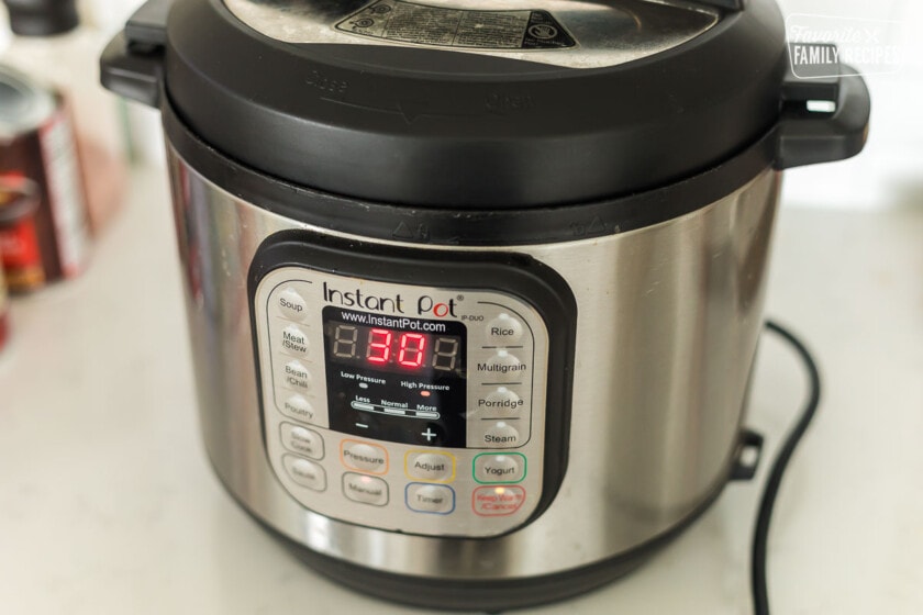 An Instant Pot with the time set to 30 minutes