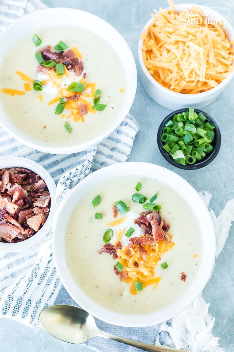 Easy Instant Pot Potato Soup (loaded with bacon and cheese)