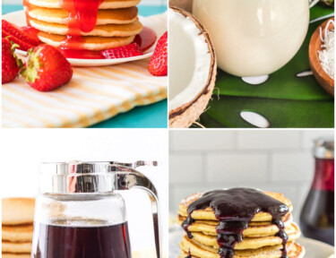 Syrup Recipes including strawberry syrup, coconut syrup, maple syrup, and blueberry syrup