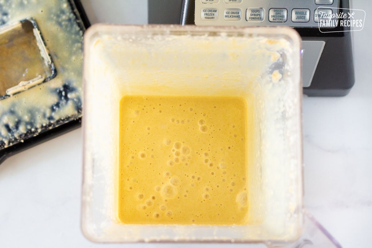 Top view of Whole Wheat Batter in a Blendtec blender jar.