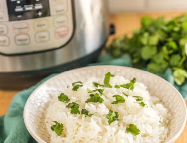 Jasmine rice cooked in an instant pot in a bowl