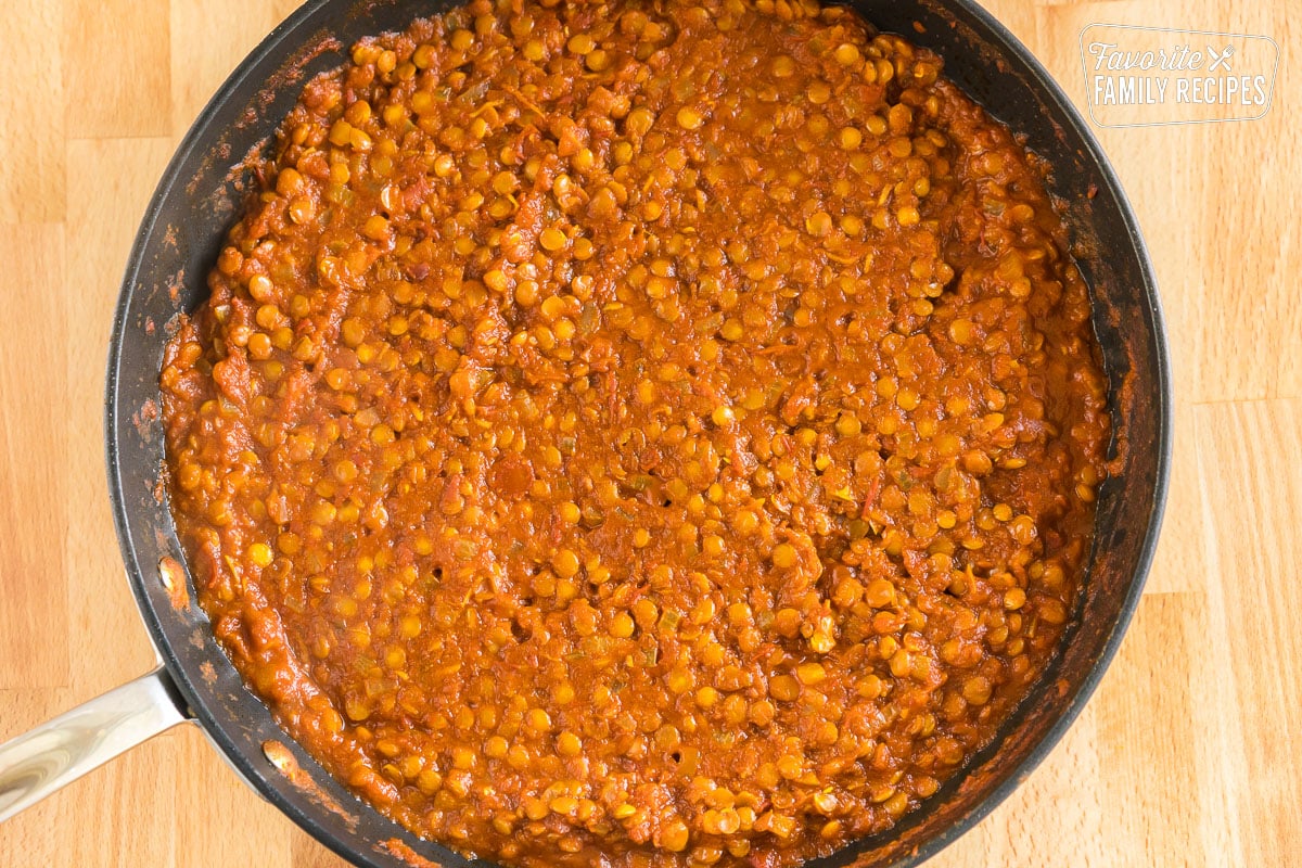 Lentil curry before you add coconut milk in a large skillet