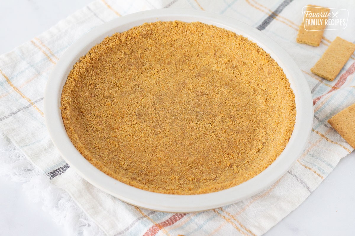 Side view of a baked Graham Cracker Pie Crust.