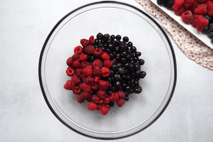 A bowl filled with the berries to make Easy Berry Pie.