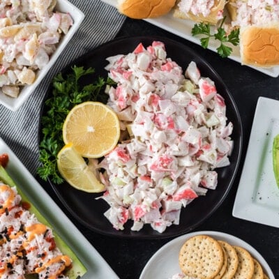 Crab salad made six different ways