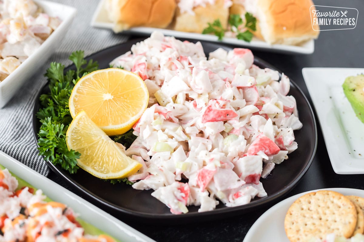 Traditional crab salad on a plate