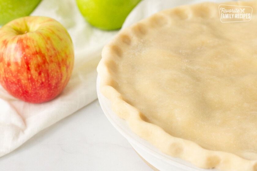 Close up of crimped Apple Pie crust.