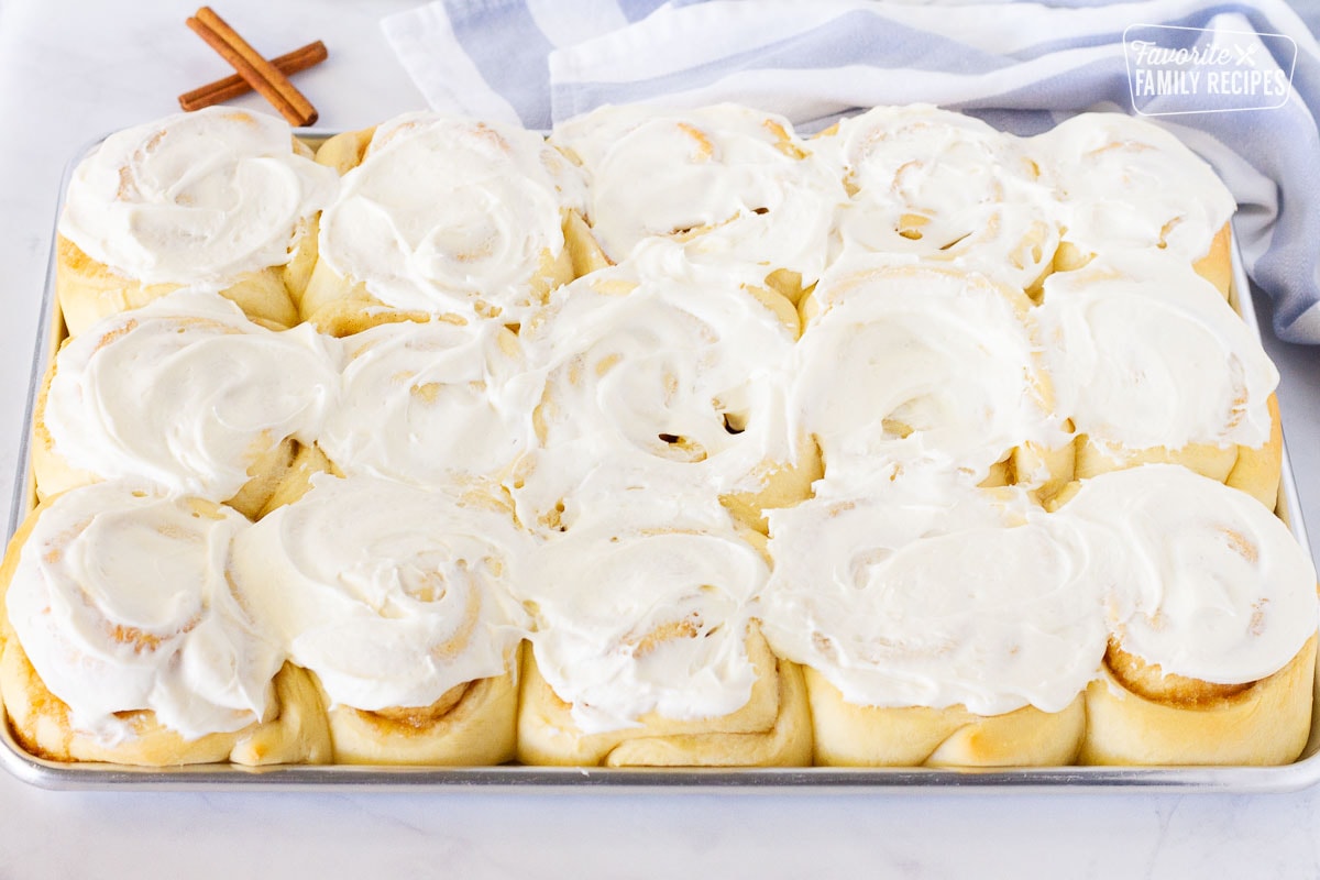 Homemade Cinnamon Rolls with cream cheese frosting.