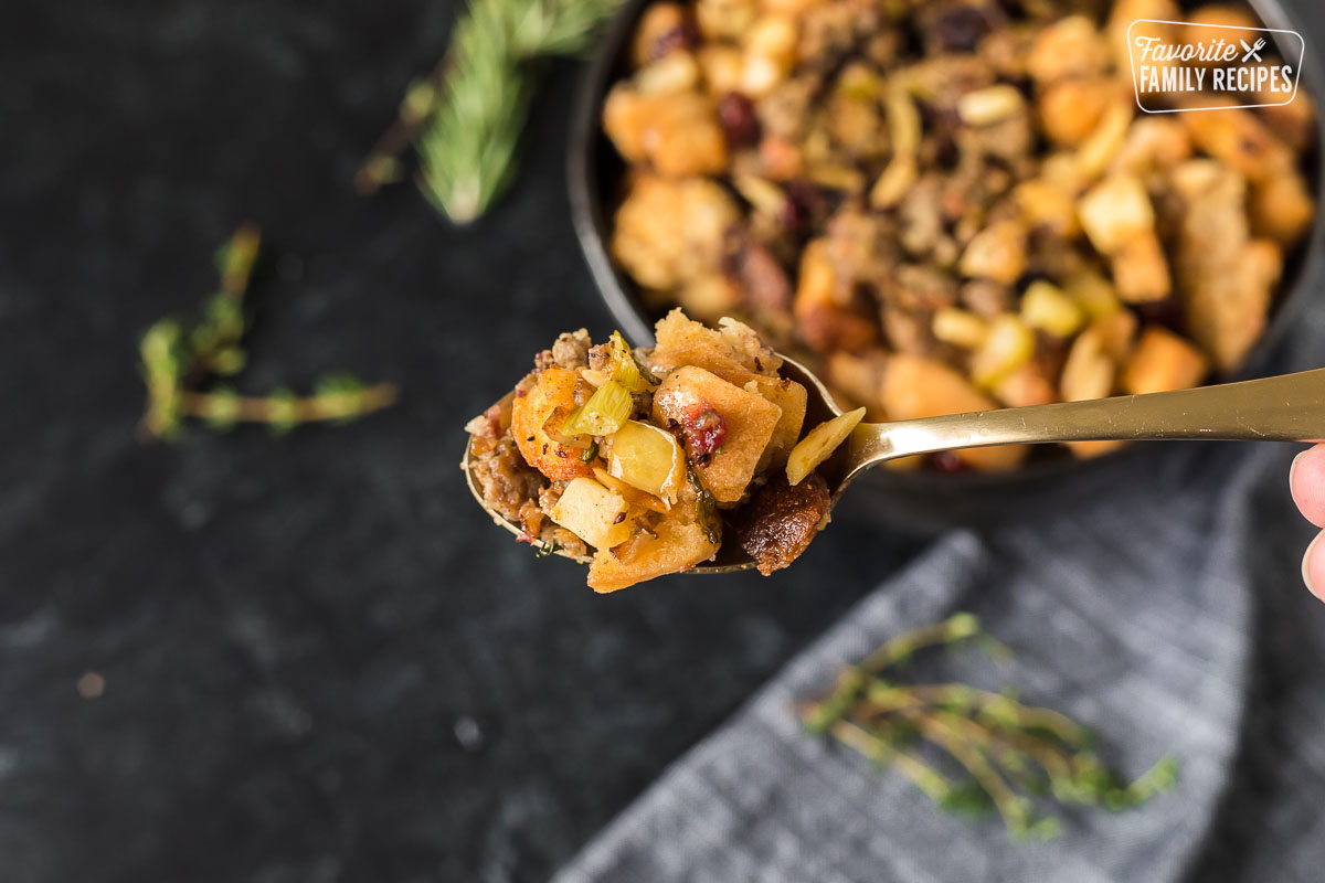 A spoonful of gluten free stuffing