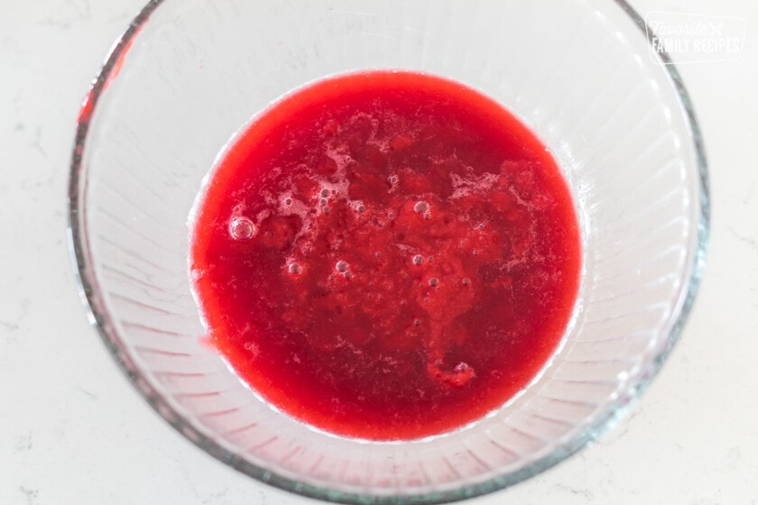Raspberry sauce in a bowl